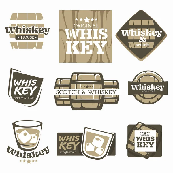 Alcool Boisson Whisky Scotch Production Usine Brasserie Isolé Icônes Vecteur — Image vectorielle