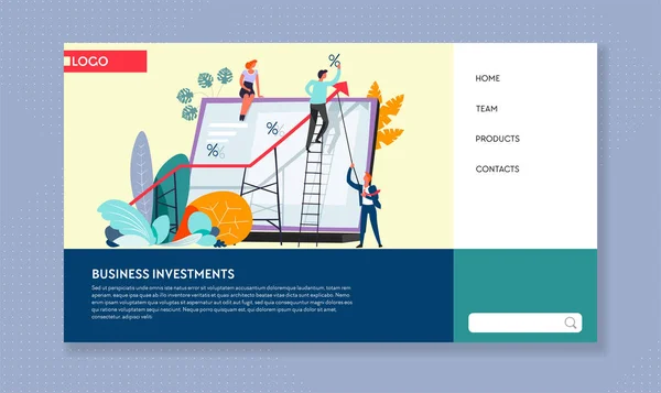 Online Financiën Bankieren Business Investment Webpaginasjabloon Vector Groei Afbeelding Grafiek — Stockvector