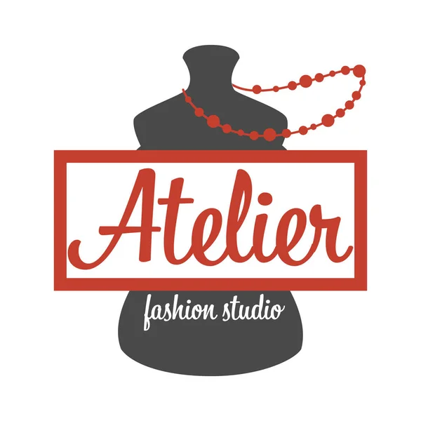Skyltdocka Och Pärlor Atelier Fashion Studio Och Skräddarsy Service Isolerad — Stock vektor