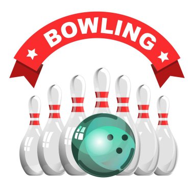 Bowling oyun kulübü izole simge skittles ve top