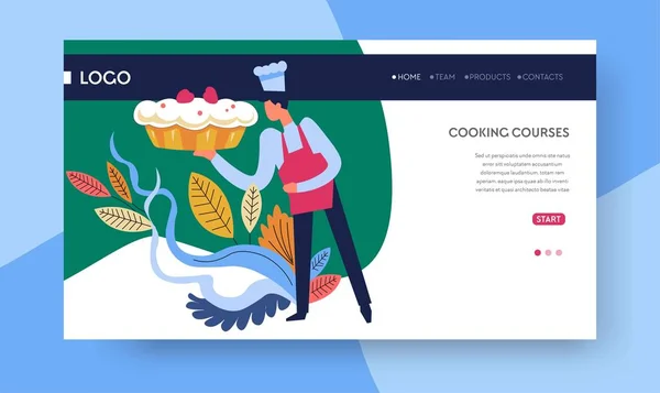 Corsi di cucina lezioni di cottura online modello di pagina web — Vettoriale Stock