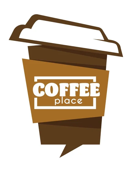 Чашка кофе на вынос изолированные иконки кафе или кафетерии — стоковый вектор