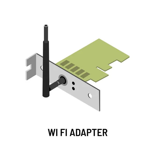 Antena adaptor Wifi dan perangkat elektronik terisolasi mikroskema - Stok Vektor
