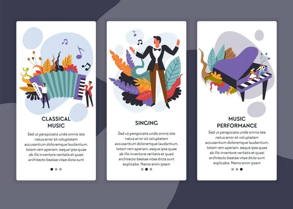 Modèles de performance musicale classique et de pages Web chantantes — Image vectorielle