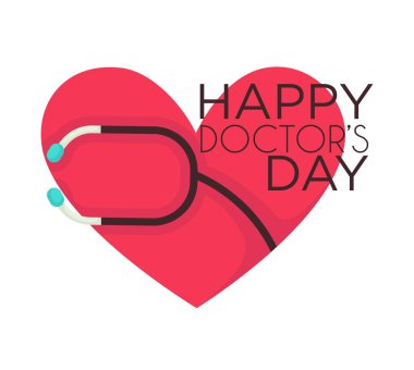 Tıbbi işçi doktor gün izole simge kalp ve stetoskop
