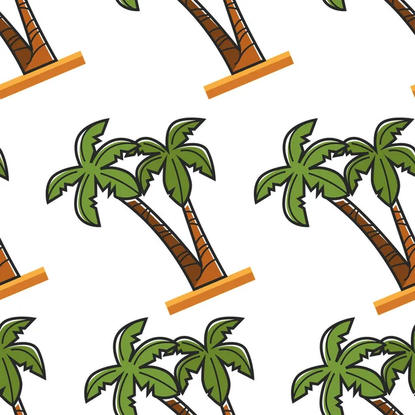 Egyptian beach plant palm tree seamless pattern — Stock Vector