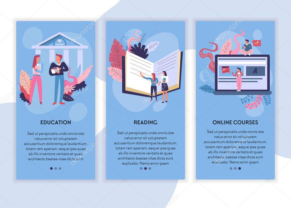 Education reading and online courses web pages templates