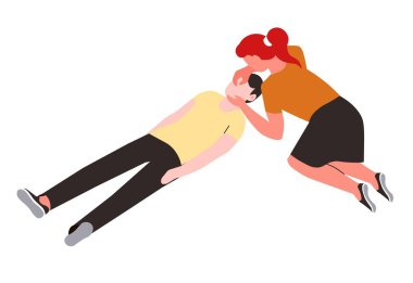 İlk yardım izole karakterler yapay solunum hemşiresi ve hasta