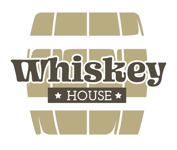 Whiskey house isolato icona barile di legno bevanda alcolica — Vettoriale Stock