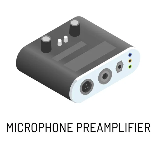 Microfone pré-amplificador dispositivo eletrônico de processamento de sinal objeto isolado —  Vetores de Stock