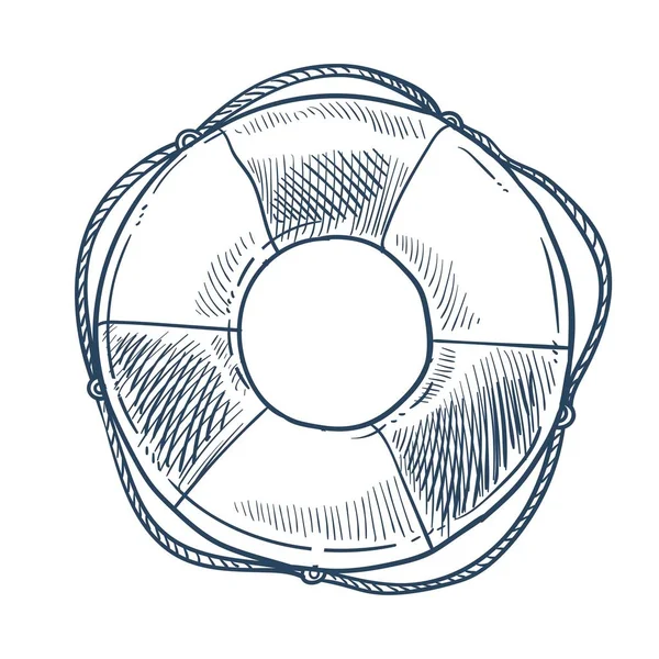 Bosquejo de anillo inflable objeto marino aislado boya de vida — Archivo Imágenes Vectoriales
