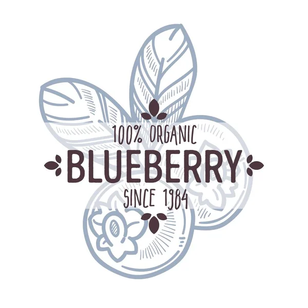 Blueberry or bilberry isolated icon with lettering forest berry — Stock Vector