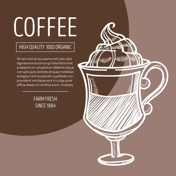 咖啡在玻璃与泡沫爱尔兰食谱粉笔素描 — 图库矢量图片