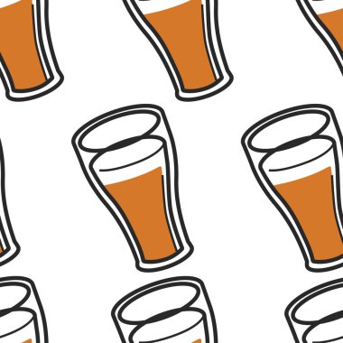 Beer or ale Scottish drink in glass seamless pattern clipart