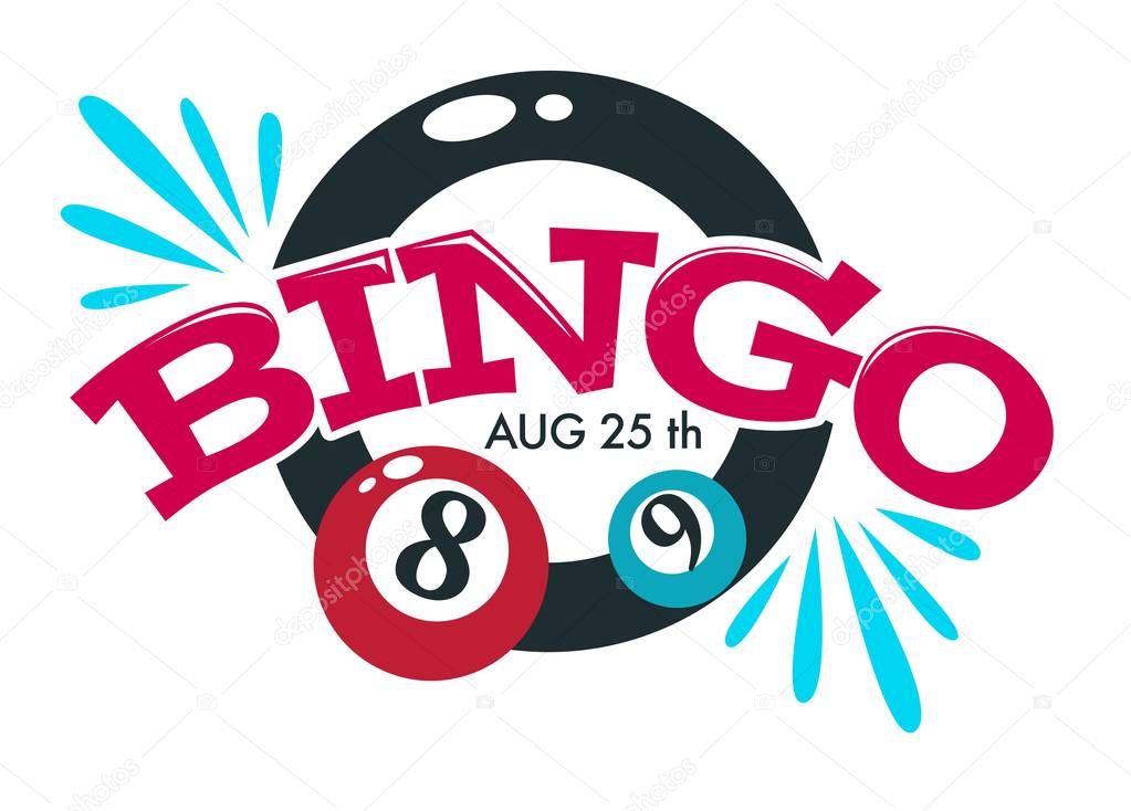 Gambling casino club isolated icons bingo game balls with numbers vector money stakes and guessing combination luck and fortune gamblers club emblem or logo blackjack and lottery easy earning.