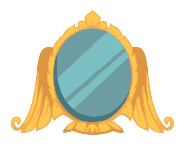 Kanatları kale iç elemanı ile altın çerçeve barok tarzı ayna