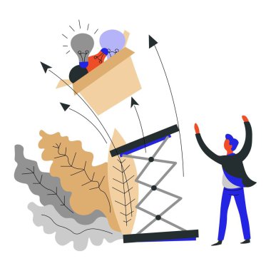 Kutuda fikir iş konsepti ve başlangıç işadamı projeleri geliştirme