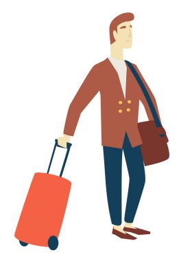 Adam iş gezisi seyahat ve turizm uçuş bekliyor