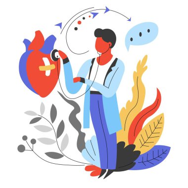 Doktor kardiyolog stetoskop ilacı ile kalp hızı dinleme