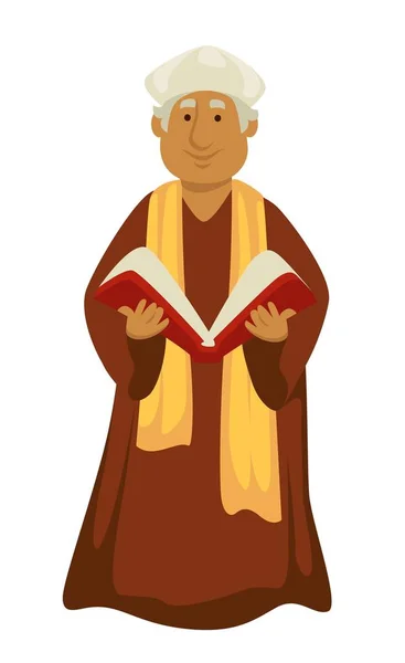 Papa clérigo o sacerdote con la Biblia religión cristiana Renacimiento símbolo — Vector de stock