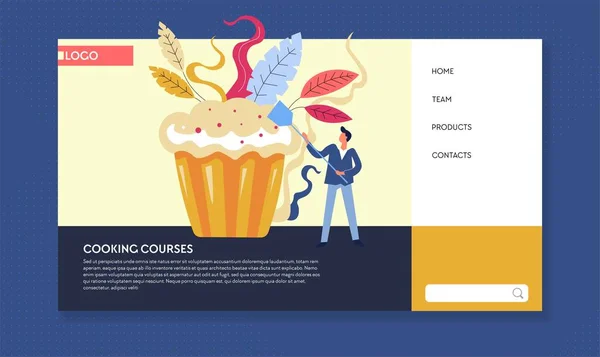 Corsi di cucina lezioni di cottura online modello di pagina web — Vettoriale Stock