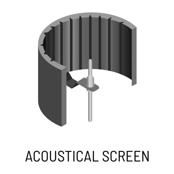 Pantalla acústica grabación de sonido equipo de estudio objetos aislados — Vector de stock