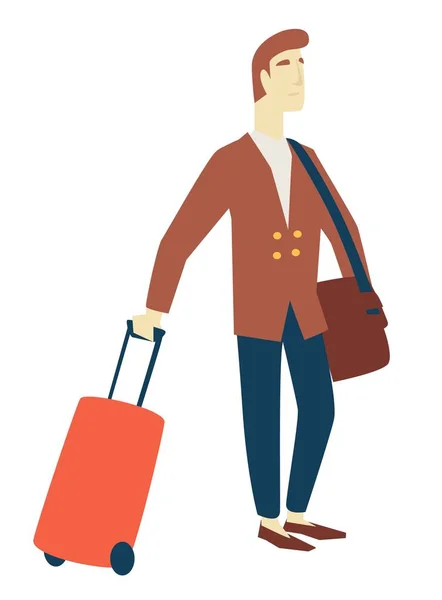 Adam iş gezisi seyahat ve turizm uçuş bekliyor — Stok Vektör