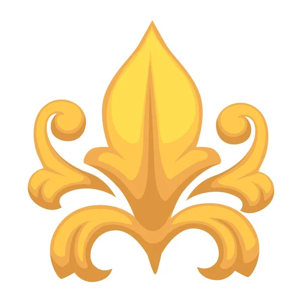 Золотой барокко декор флористический золотой элемент изолированный объект — стоковый вектор