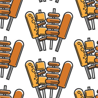 Sopa dikişsiz desen Kore fast food sokak yemekleri