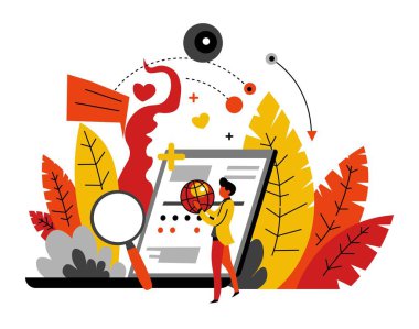 Pazarlama ve küresel online arama Smm soyut kavramı