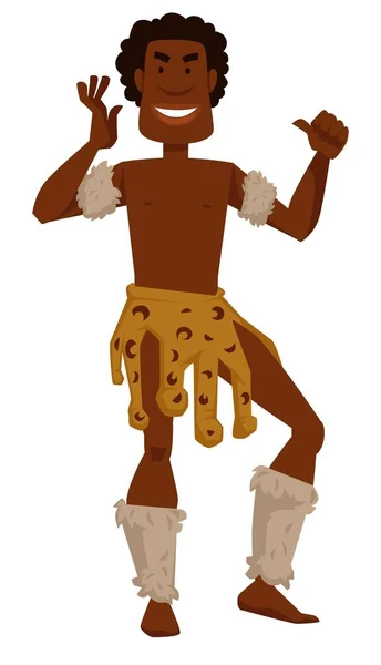 Африканський член племені людина в шкірі тварин і хутра — стоковий вектор