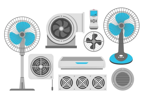 Air conditioning fan and industrial ventilation conditioner and exhaust — Stock Vector