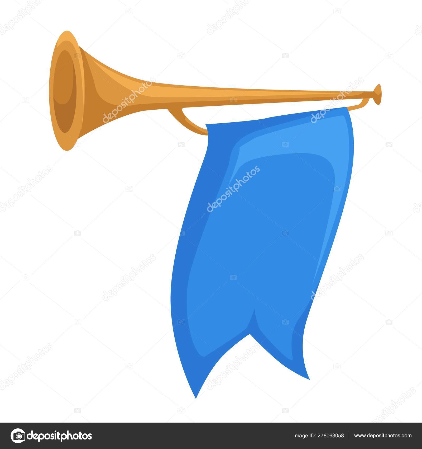 Corne ou trompette avec drapeau royaume royal attribut pipe objet isolé  Vecteur par ©Sonulkaster 278063058