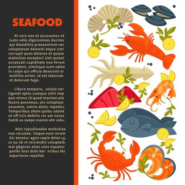 Deniz ürünleri menü balık ve ıstakoz yengeç ve karides veya karides