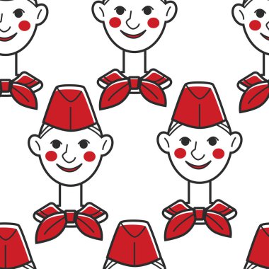 Kırmızı kapak ve neckerchief dikişsiz desen Pioneer SSCB çocuk