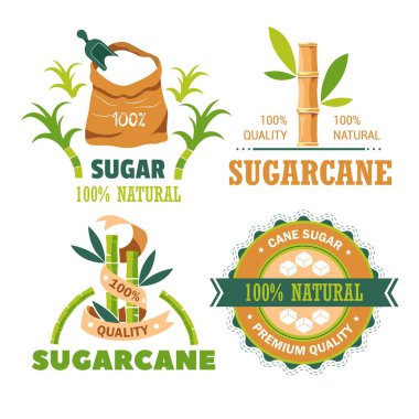 Şeker kamışı ekimi tarım ve tarım izole simgeler