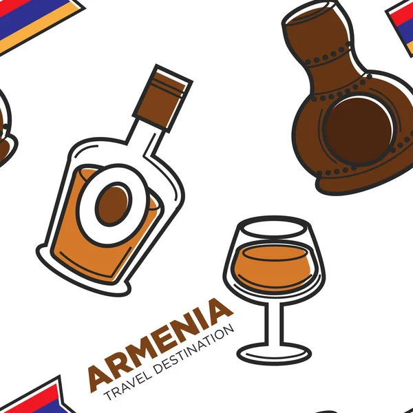Armenia destino de viaje bebidas alcohólicas bebidas tradicionales — Vector de stock