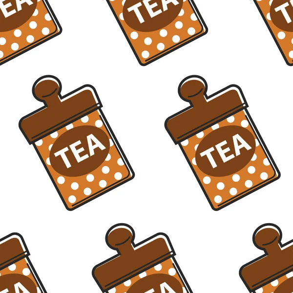 Té en contenedor de metal Singapur producto patrón sin costuras — Vector de stock