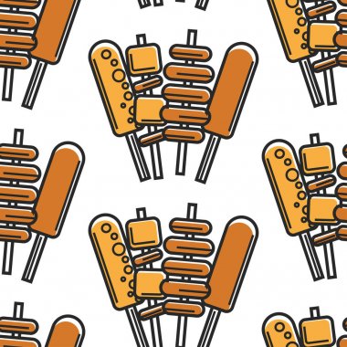 Sopa dikişsiz desen Kore fast food sokak yemekleri