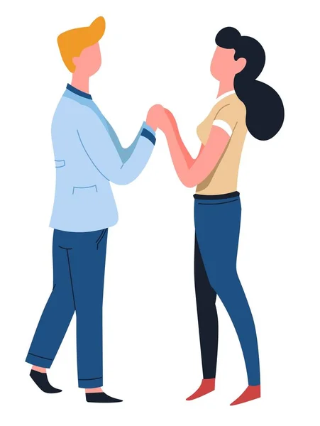 Dvojice držící ruce muž a žena milují izolované postavy — Stockový vektor