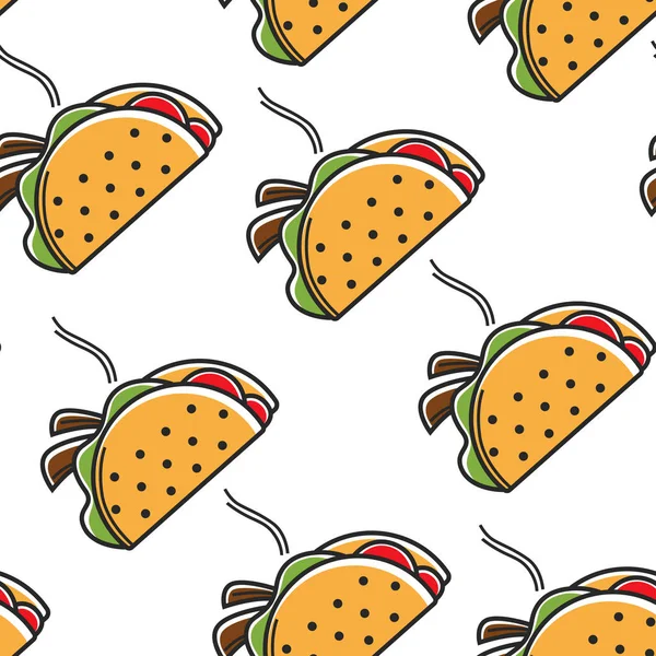 Taco cuisine mexicaine sans couture modèle cuisine chaude — Image vectorielle