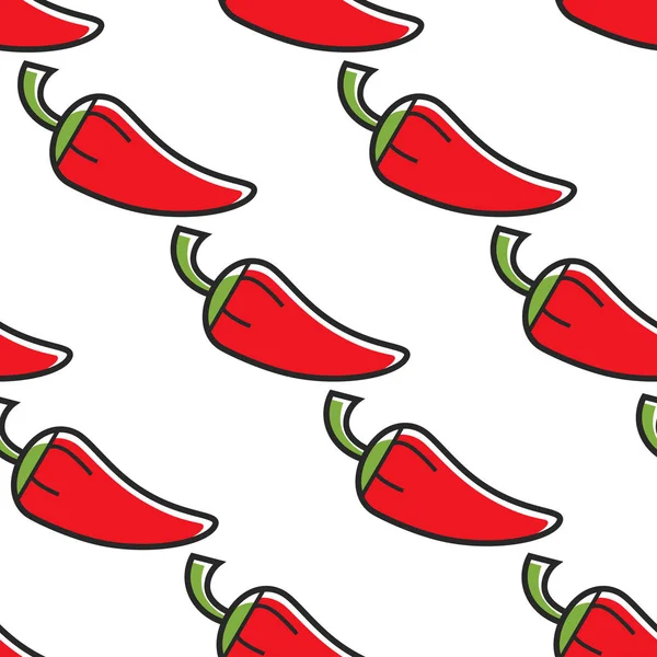 Chili pimienta comida mexicana patrón inconsútil vegetal caliente — Vector de stock