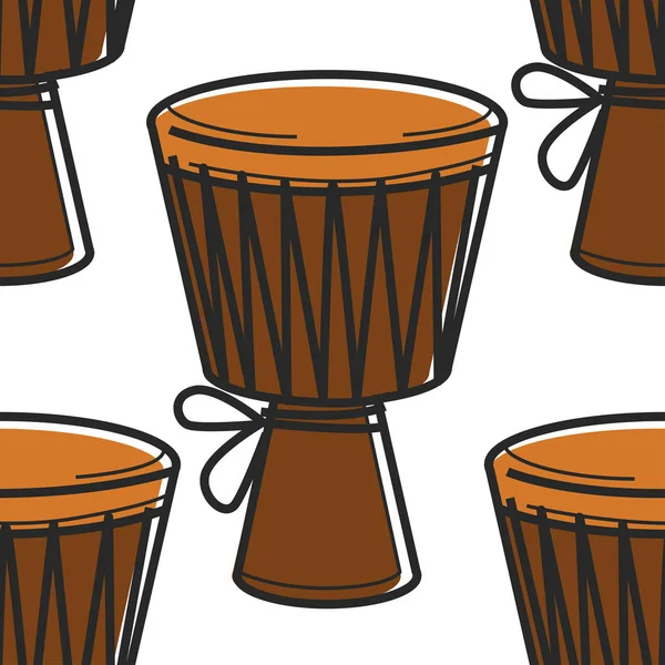 Música Símbolo africano tom tom tambor patrón inconsútil instrumento musical — Vector de stock