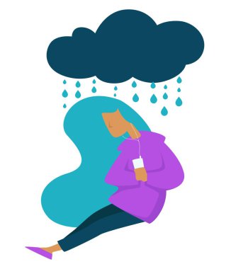 Depresyon genç stres üzgün ruh hali kız müzik dinlerken