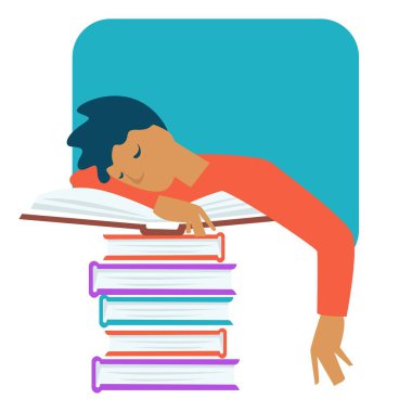 Genç sorun stres ve overworking çalışma tüm gece çalışma