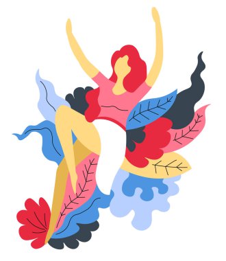 Kadın bitkiler kadınlık ve doğa güzellik ve spa izole soyut simgesi üzerinde oturan