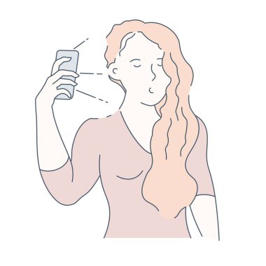 Selfie ve akıllı telefon fotoğraf izole karakter ile ön kamera kız
