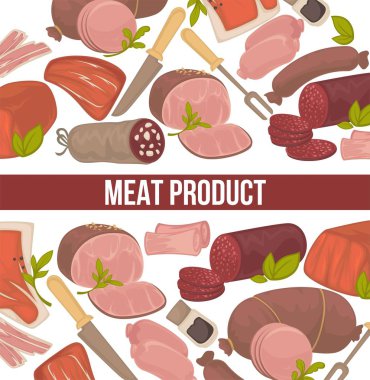 Et ürünleri dikişsiz desen otlar ve baharatlar çatal