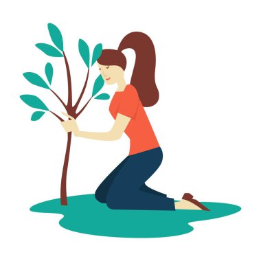 Kız ağaç ekoloji ve çevre koruma gönüllü dikme