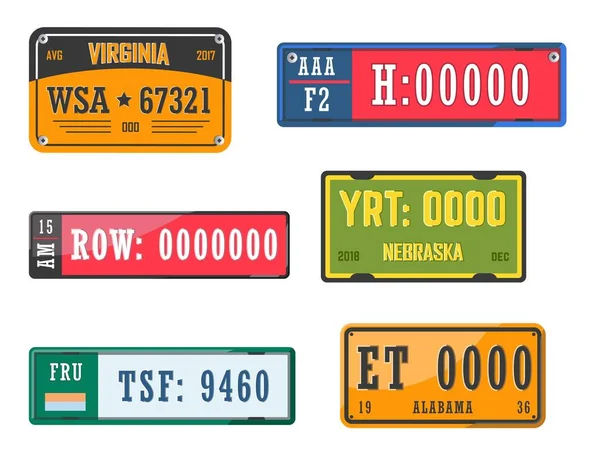 Ліцензії автомобіль номера плити ізольовані ікони американські держави — стоковий вектор